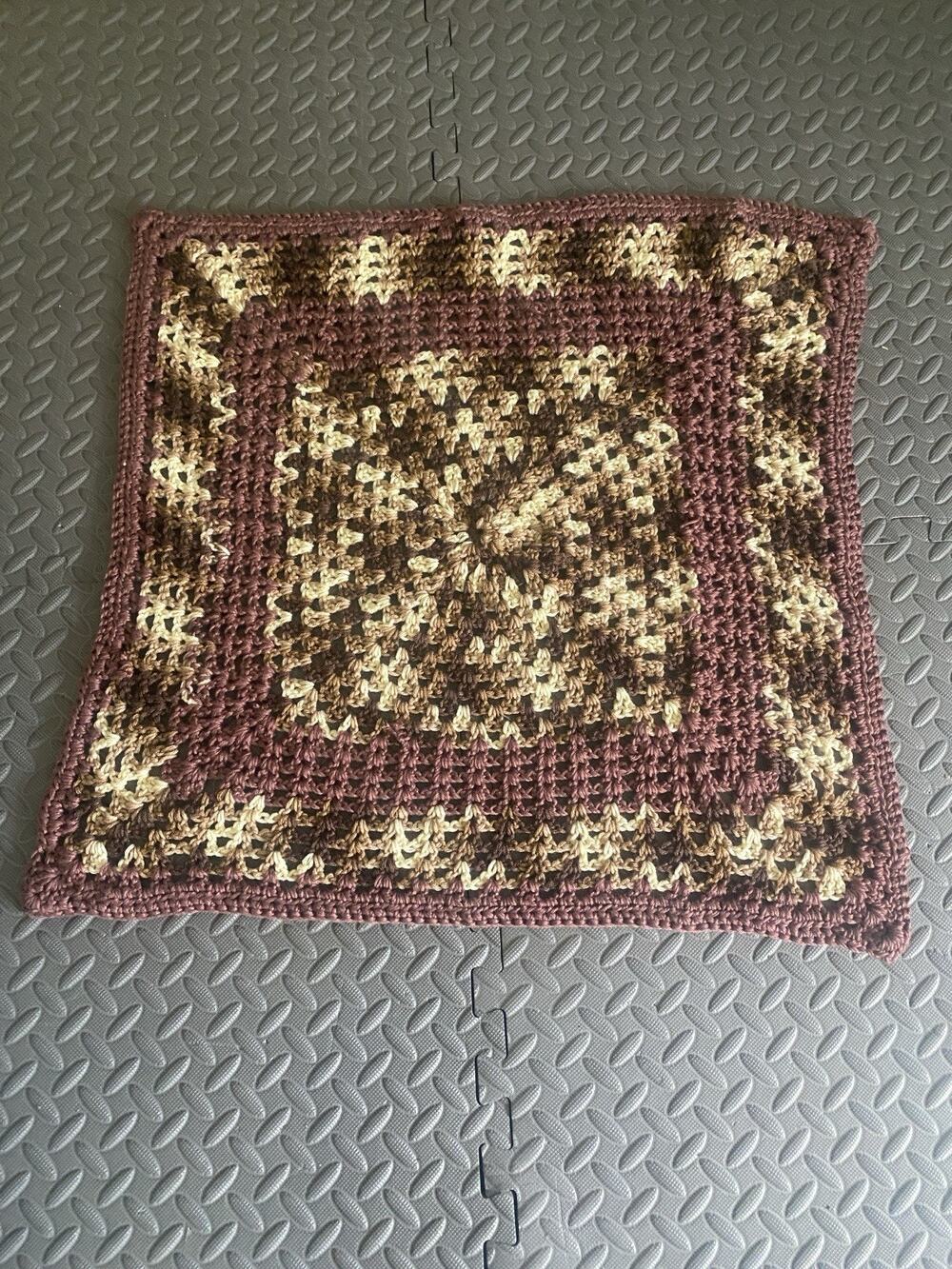 Crochet blanket Grandmas Square Mid Century Small Throw 24x24